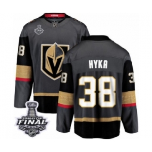 Men Vegas Golden Knights #38 Tomas Hyka Authentic Black Home Fanatics Branded Breakaway 2018 Stanley Cup Final NHL Jersey