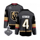 Men Vegas Golden Knights #4 Clayton Stoner Authentic Black Home Fanatics Branded Breakaway 2018 Stanley Cup Final NHL Jersey