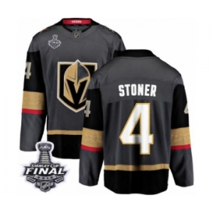 Men Vegas Golden Knights #4 Clayton Stoner Authentic Black Home Fanatics Branded Breakaway 2018 Stanley Cup Final NHL Jersey