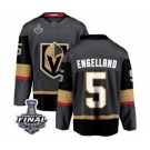 Men Vegas Golden Knights #5 Deryk Engelland Authentic Black Home Fanatics Branded Breakaway 2018 Stanley Cup Final NHL Jersey