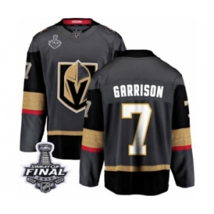Men Vegas Golden Knights #7 Jason Garrison Authentic Black Home Fanatics Branded Breakaway 2018 Stanley Cup Final NHL Jersey