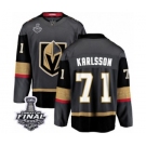 Men Vegas Golden Knights #71 William Karlsson Authentic Black Home Fanatics Branded Breakaway 2018 Stanley Cup Final NHL Jersey