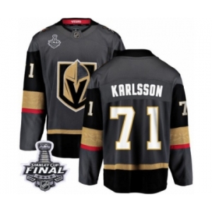 Men Vegas Golden Knights #71 William Karlsson Authentic Black Home Fanatics Branded Breakaway 2018 Stanley Cup Final NHL Jersey