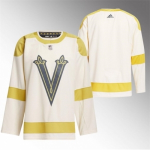 Men Vegas Golden Knights Blank Cream 2024 Winter Classic Breakaway Stitched Jersey