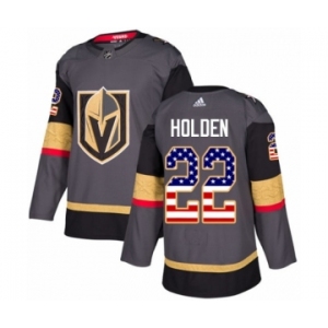 Men's Adidas Vegas Golden Knights #22 Nick Holden Authentic Gray USA Flag Fashion NHL Jersey
