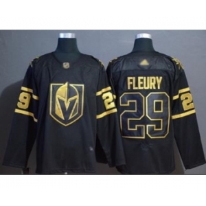 Men's Golden Knights #29 Marc-Andre Fleury Black Gold Authentic Stitched Hockey Jersey