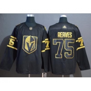 Men's Golden Knights #75 Ryan Reaves Black Gold Authentic Stitched Hockey Jersey