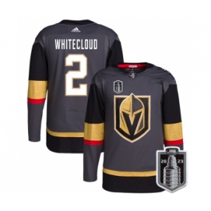 Men's Vegas Golden Knights #2 Zach Whitecloud Gray 2023 Stanley Cup Final Stitched Jersey