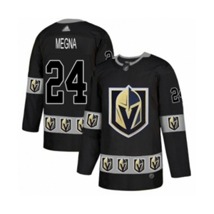 Men's Vegas Golden Knights #24 Jaycob Megna Authentic Black Team Logo Fashion Hockey Jersey