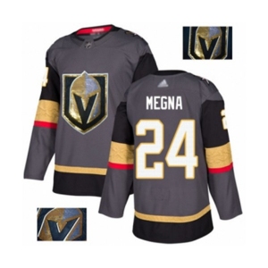 Men's Vegas Golden Knights #24 Jaycob Megna Authentic Gray Fashion Gold Hockey Jersey