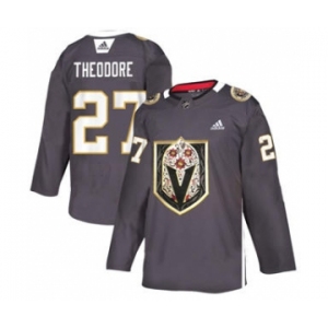 Men's Vegas Golden Knights #27 Shea Theodore Grey Latino Heritage Night Stitched Hockey Jersey