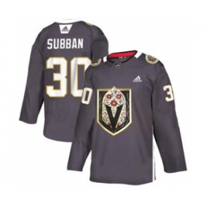 Men's Vegas Golden Knights #30 Malcolm Subban Grey Latino Heritage Night Stitched Hockey Jersey
