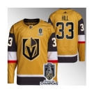 Men's Vegas Golden Knights #33 Adin Hill Gold 2023 Stanley Cup Champions Stitched Jersey