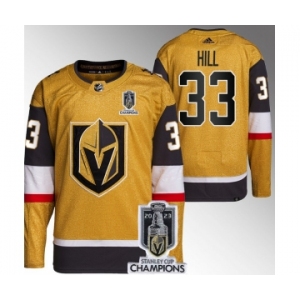 Men's Vegas Golden Knights #33 Adin Hill Gold 2023 Stanley Cup Champions Stitched Jersey