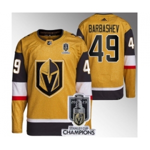 Men's Vegas Golden Knights #49 Ivan Barbashev Gold 2023 Stanley Cup Champions Stitched Jersey
