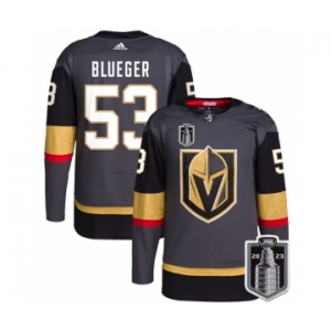 Men's Vegas Golden Knights #53 Teddy Blueger Gray 2023 Stanley Cup Final Stitched Jersey