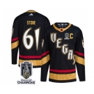 Men's Vegas Golden Knights #61 Mark Stone Black 2023 Stanley Cup Champions Reverse Retro Stitched Jersey