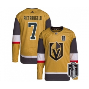 Men's Vegas Golden Knights #7 Alex Pietrangelo Gold 2023 Stanley Cup Final Stitched Jersey