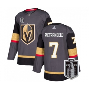 Men's Vegas Golden Knights #7 Alex Pietrangelo Gray 2023 Stanley Cup Final Stitched Jersey