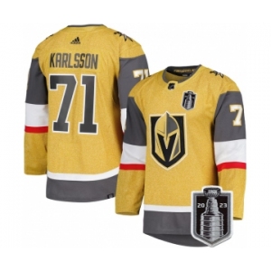 Men's Vegas Golden Knights #71 William Karlsson Gold 2023 Stanley Cup Final Stitched Jersey