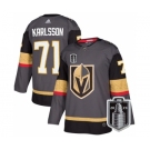 Men's Vegas Golden Knights #71 William Karlsson Gray 2023 Stanley Cup Final Stitched Jersey