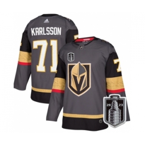Men's Vegas Golden Knights #71 William Karlsson Gray 2023 Stanley Cup Final Stitched Jersey