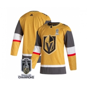 Men's Vegas Golden Knights Blank Gold 2023 Stanley Cup Champions Stitched Jersey