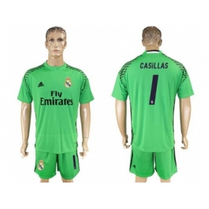 Real Madrid #1 Casillas Green Goalkeeper Soccer Club Jersey