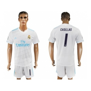 Real Madrid #1 Casillas White Home Soccer Club Jersey
