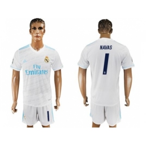 Real Madrid #1 Navas White Home Soccer Club Jersey 1
