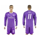 Real Madrid #11 Bale Away Long Sleeves Soccer Club Jersey 1