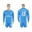 Real Madrid #13 K.Casilla Sky Blue Goalkeeper Long Sleeves Soccer Club Jersey