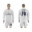 Real Madrid #14 Casemiro White Home Long Sleeves Soccer Club Jersey 1