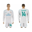 Real Madrid #14 Casemiro White Home Long Sleeves Soccer Club Jersey