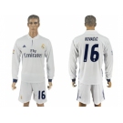 Real Madrid #16 Kovacic White Home Long Sleeves Soccer Club Jersey 1