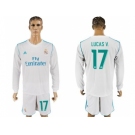 Real Madrid #17 Lucas V. White Home Long Sleeves Soccer Club Jersey