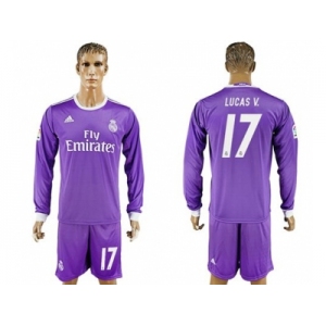 Real Madrid #17 Lucas.V Away Long Sleeves Soccer Club Jersey 1
