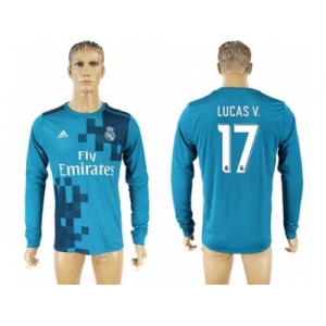 Real Madrid #17 Lucas.V Sec Away Long Sleeves Soccer Club Jersey