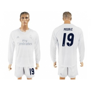 Real Madrid #19 Modric Marine Environmental Protection Home Long Sleeves Soccer Club Jersey