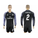 Real Madrid #2 Carvajal Sec Away Long Sleeves Soccer Club Jersey 1