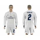 Real Madrid #2 Carvajal White Home Long Sleeves Soccer Club Jersey 1