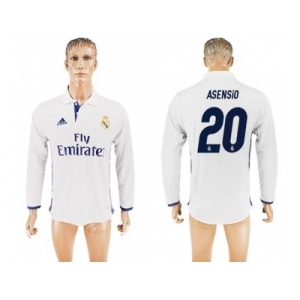 Real Madrid #20 Asensio White Home Long Sleeve Soccer Club Jersey 1