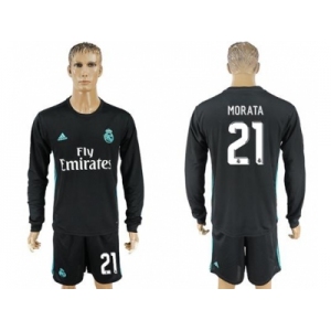 Real Madrid #21 Morata Away Long Sleeves Soccer Club Jersey