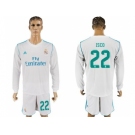 Real Madrid #22 Isco White Home Long Sleeves Soccer Club Jersey