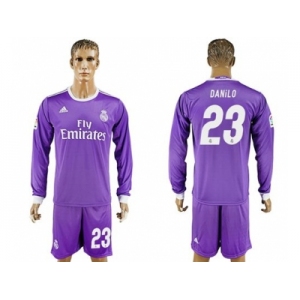 Real Madrid #23 Danilo Away Long Sleeves Soccer Club Jersey 1