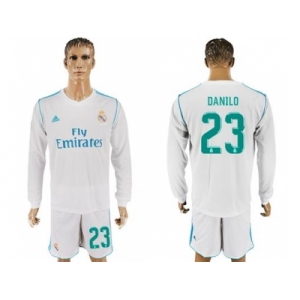 Real Madrid #23 Danilo White Home Long Sleeves Soccer Club Jersey