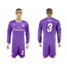 Real Madrid #3 Pepe Away Long Sleeves Soccer Club Jersey 1