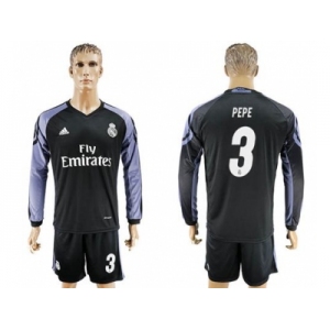 Real Madrid #3 Pepe Sec Away Long Sleeves Soccer Club Jersey 1