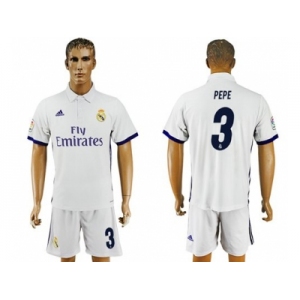 Real Madrid #3 Pepe White Home Soccer Club Jersey2