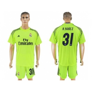 Real Madrid #31 R.Yanez Shiny Green Goalkeeper Soccer Club Jersey